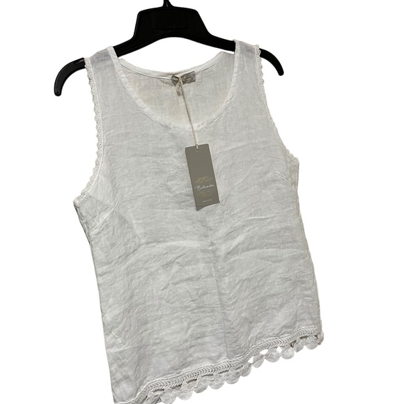 NWT Bellambra Made in Italy Linen with Lace Sleeveless Blouse - Picture 6 of 12